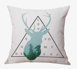 创意麋鹿三角形的绿树麋鹿枕高清图片