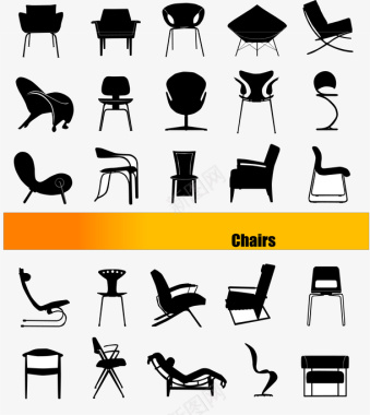 中式座椅座椅剪影图标图标