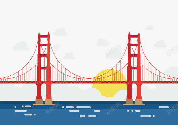 日出和红色的高架桥png免抠素材_88icon https://88icon.com 大海 大海png 大海矢量图 日出 桥