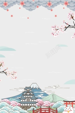 日本旅游旅行白色传统屋檐背景背景