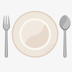 西餐刀叉矢量一套扁平化的盘子和刀叉高清图片