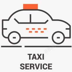汽车服务行业出租车线条插画矢量图高清图片