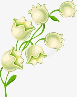 白色卡通铃兰花朵春天素材