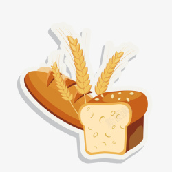 小麦面包卡通面包吐司食物矢量图高清图片