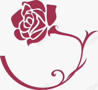 粉色条纹背景素描玫瑰花图标图标
