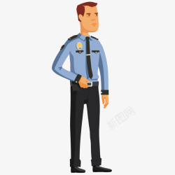 保安卡通一个扁平化的警察高清图片