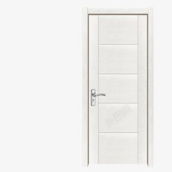 现代简约暖白浮雕实木平开门素材