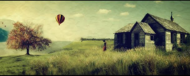 热气球草地房屋树木jpg设计背景_88icon https://88icon.com 房屋 树木 热气球 草地
