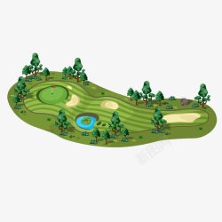 高尔夫球免扣图绿色草地高尔夫球场高清图片