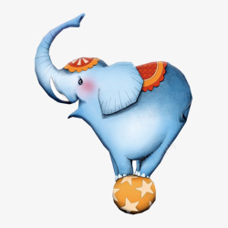 Q版蓝色恐龙卡通表演的大象动物高清图片