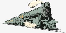 矢量复古工业手绘蒸汽火车高清图片