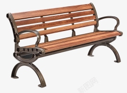 公园座椅实木铁艺靠背景观座椅高清图片