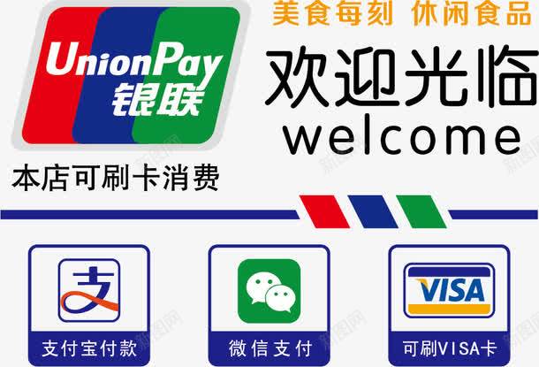 门贴png免抠素材_88icon https://88icon.com VISA 信用卡 墙贴 微信支付 支付宝 欢迎光临 银联 银行卡 门贴