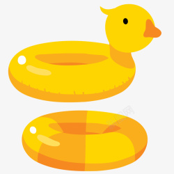卡通黄色的小鸭游泳圈矢量图素材