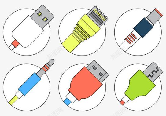 USB各种风格数据线头图标图标