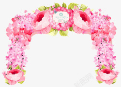 粉红色婚庆展架粉色婚礼鲜花拱门高清图片