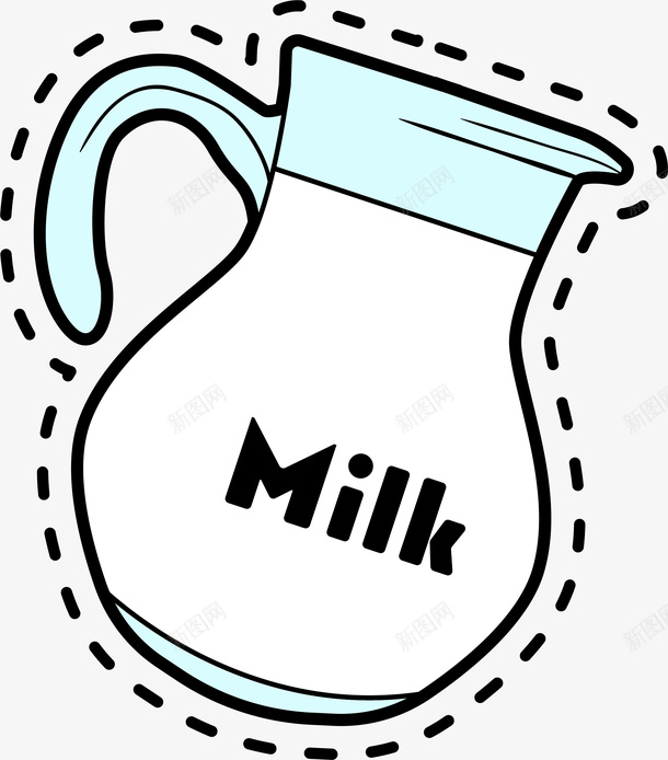 手绘牛奶png免抠素材_88icon https://88icon.com 卡通简约 扁平化 牛奶 白色底纹 矢量图案 装饰图