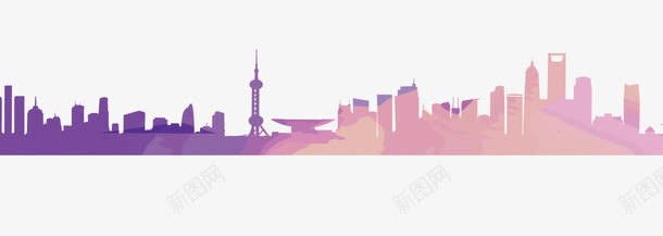 渐变上海城市剪影png免抠素材_88icon https://88icon.com PNG 上海 城市剪影 城市现代上海 建筑 渐变 红紫色