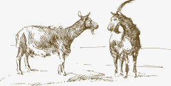 欧美风创意动物手绘山羊动物矢量图高清图片