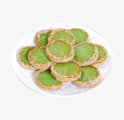 香脆芝麻饼产品实物绿茶饼高清图片