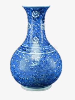 中国风蓝色陶瓷花瓶素材