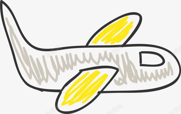 黄色手绘涂鸦飞机png免抠素材_88icon https://88icon.com 6月1号 儿童节 六一节 涂鸦飞机 玩耍 童趣 线条飞机