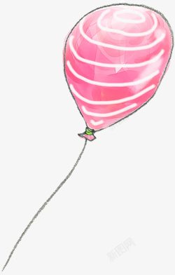 手绘粉色条纹气球素材