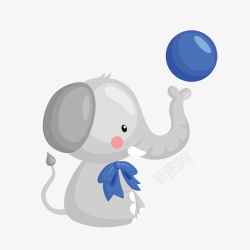 玩球的大象手绘玩球可爱大象高清图片