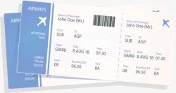 蓝白色旅游飞机票矢量图素材