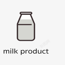 体玻璃瓶子灰色的牛奶的图标矢量图高清图片