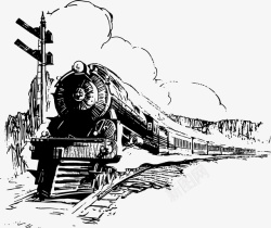 卡通铁轨轨道长长的火车黑色线稿矢量图图标高清图片