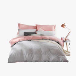 现代摆设清新现代家居家装粉色双人床台灯高清图片