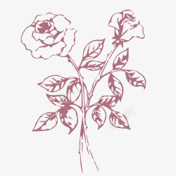玫瑰花素描矢量图素材