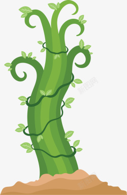 生长豆茎绿色卡通藤蔓植物高清图片