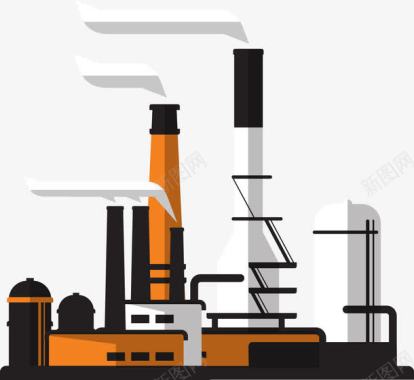 漫画卡通一家人扁平化工厂废气排放图标图标