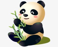 可爱小熊猫卡通可爱彩色小熊猫竹子矢量图高清图片