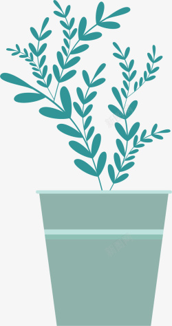卡通盆栽PNG绿色叶子植物花盆元素高清图片