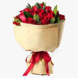 节日礼物元素手捧大红玫瑰花束高清图片