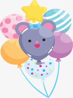 灰色小熊儿童节气球矢量图素材