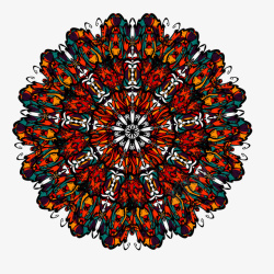 红色圆形装饰花簇花纹图案矢量图素材