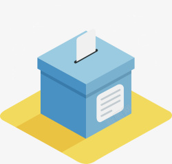 选举投票蓝色立体投票箱子高清图片