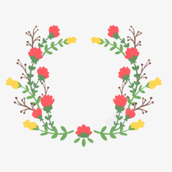 简洁清新婚礼花红色黄色唯美绿色植物花朵花边框高清图片