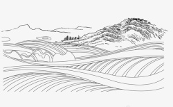 杭州风景图素描山丘矢量图高清图片