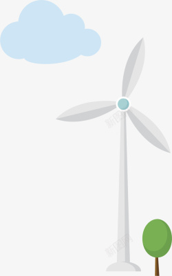 卡通风车风力发电矢量图高清图片