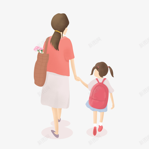 卡通手绘母女背影png免抠素材_88icon https://88icon.com 人物插图 创意 动漫动画 卡通手绘 母女背影 简约