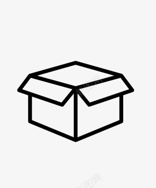 包装盒带子黑色线条勾画的箱子图标图标