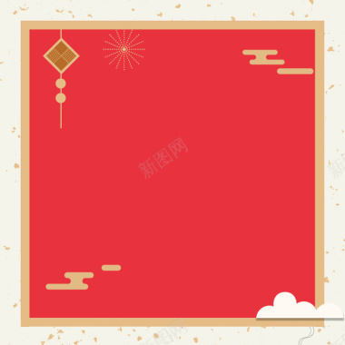 2018春节红色扁平年货节祥云边框主图背景