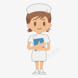 卡通女护士手绘女护士手拿病历高清图片