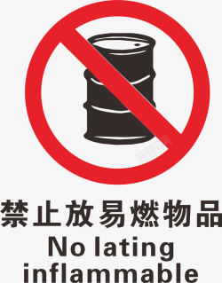 禁止放易燃物油桶火警防范标志图标高清图片