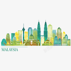 马来西亚城市手绘矢量图素材